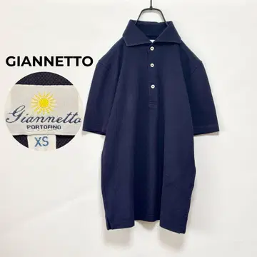 GIANNETTO 지아네토 네이비 반팔 피케 셔츠 XS 이탈리아제 면