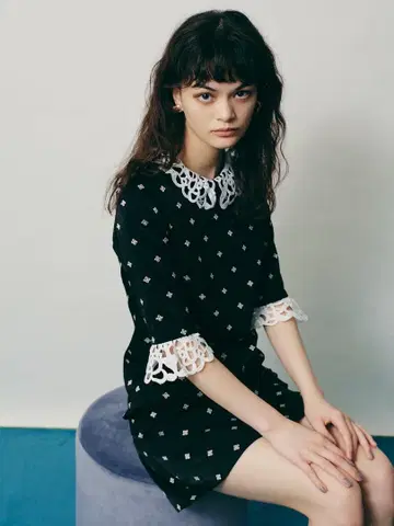 레이스 칼라 미니 원피스 lily brown