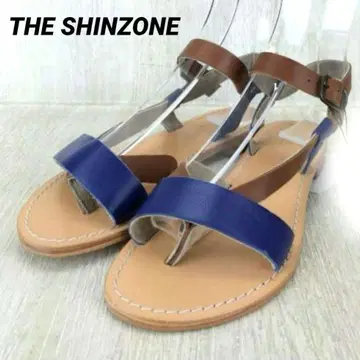 SHINZONE 신존 가죽 앵클 스트랩 플랫 샌들