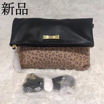 [1개 상품] 새상품 2way 숄더백 클러치 레오파드 무늬 프린지 리본