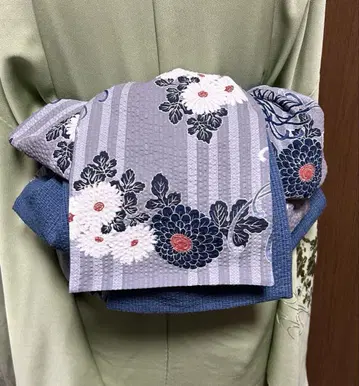 성인용 오비, 실 국화 패턴, 시지라 직조 리버서블 긴 오비