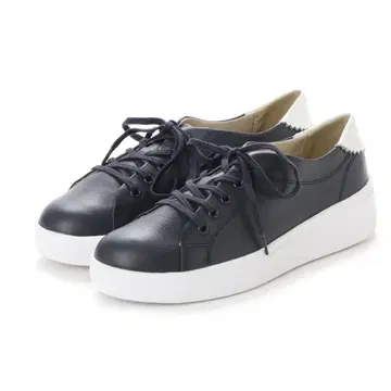 FOOT STYLE 소가죽 가죽 스니커즈 24.5cm 네이비
