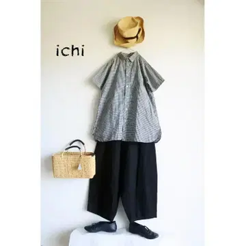ichi 이치 깅엄 체크 튜닉 셔츠 블라우스