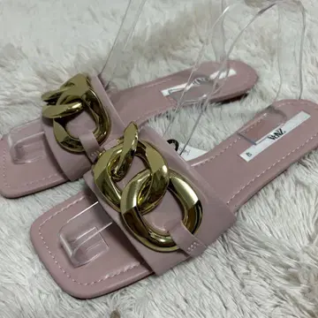 자라 체인 스트랩 샌들 핑크 40 스퀘어토 25cm 미사용