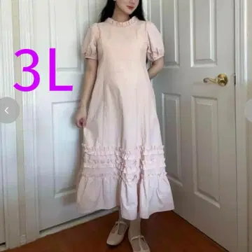 maihee 시마무라 콜라보 프릴 원피스 핑크 3L
