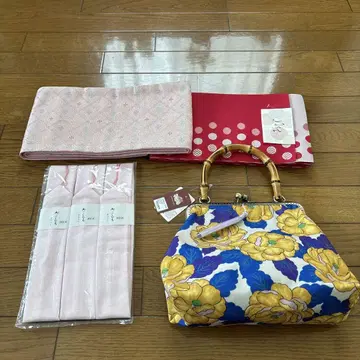 기모노 유카타 레트로 모던 오비 가마구치 백 코시히모