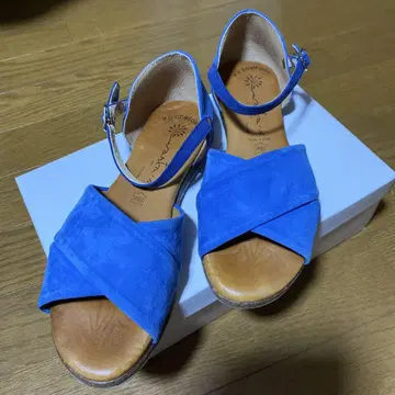 P.U. Comfort 파랑 스웨이드 앵클 스트랩 샌들 24.5