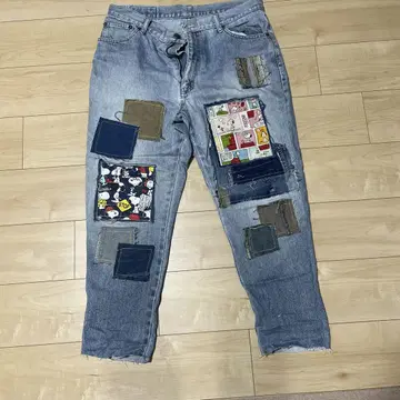 스누피 패치워크 데님 팬츠
