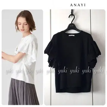 ANAYI 모크로디 자수 소매 프릴 풀오버 38 블랙