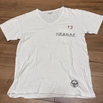 HARD BIRD V넥 티셔츠 (남성용 M) 화이트