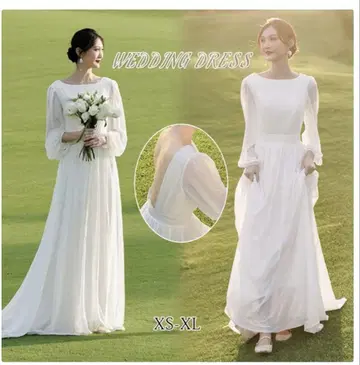화이트 롱 웨딩 드레스 /M 사이즈