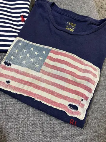랄프 로렌 폴로 POLO 티셔츠 국기 미국 보더 2종 세트