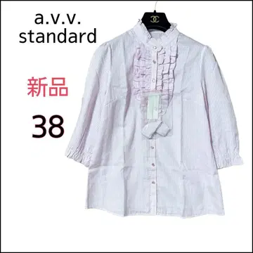 새상품 a.v.v. standard 리본 타이 프릴 블라우스 38