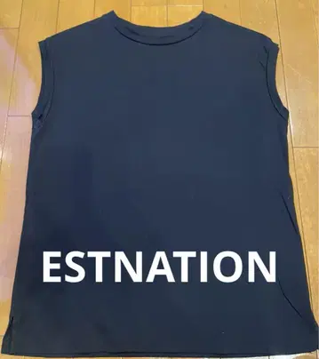 에스트네이션 ESTNATION 블랙 슬리브리스 티셔츠