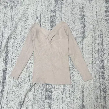 s2848 러그 문 V 넥 니트 오프 숄더 비대칭 리브