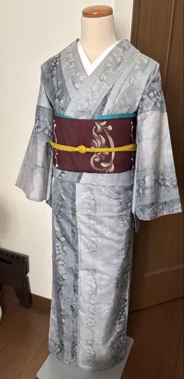 오시마 명주 순수 실크 이중 기모노