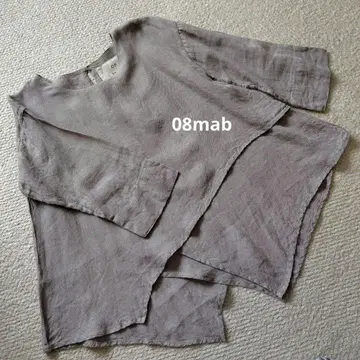 08Mab 08맵 린넨 100% 비대칭 오분 소매 블라우스