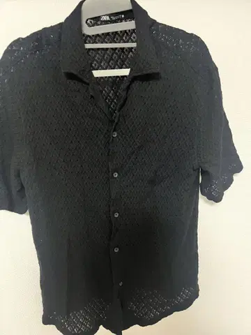 자라 블랙 반팔 셔츠 M 사이즈 레이스