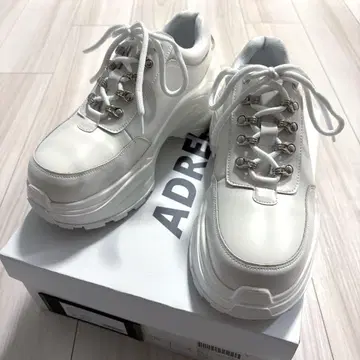 ADRER 하이 밑창 반지 스니커즈 화이트 24.5cm