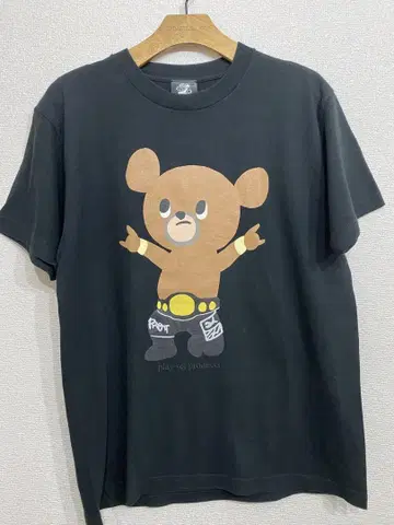 무토 베어 프로레슬링 곰 티셔츠 M 사이즈 블랙
