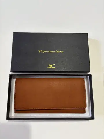 Mizuno 가죽 장지갑 브라운 박스 포함