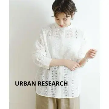 URBAN RESEARCH 어반 리서치 밴드 카라 레이스 셔츠