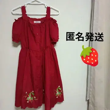 앙크루즈 빨간색 딸기 원피스 자수