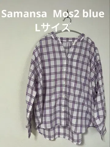 사만다 모스모스 블루 사만다 모스모스 블라우스 셔츠 체크 L