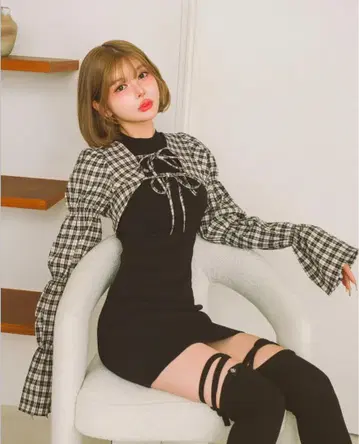 다리치 셔링 볼레로 미니 원피스