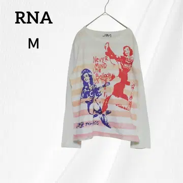 RNA 80s 프린트 롱 T 긴팔 티셔츠 M 화이트 면 100%