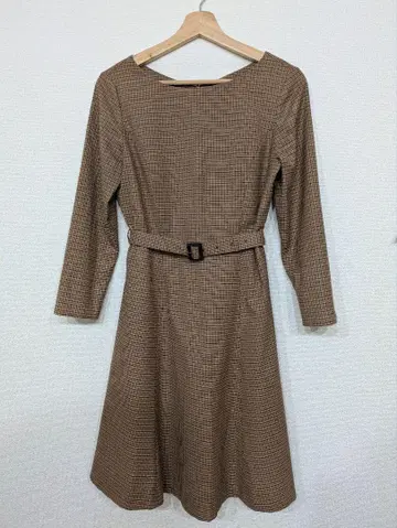 Natural Beauty Basic 브라운 체크 원피스