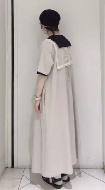 사만사 모스모스 세일러 카라 플라켓 레이스 배색 원피스 탈부착 카라 세트