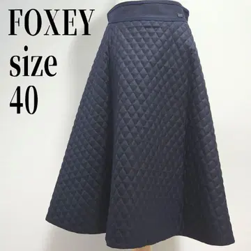 FOXEY 퀼팅 스커트 크로스 플레어 블랙 블랙 사이즈 40