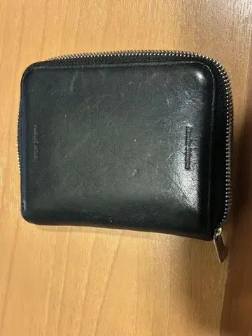 블랙 가죽 접이식 지갑 핸더 스킴 라운드 지퍼