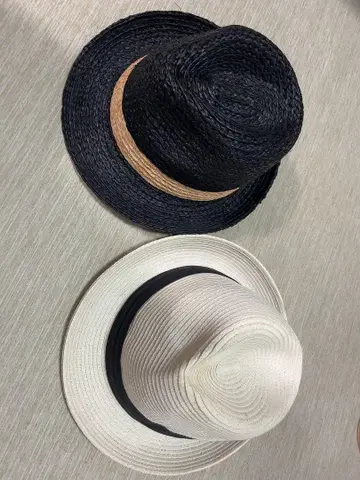 블랙 화이트 밀짚모자 세트