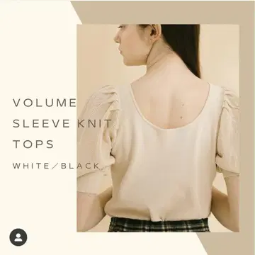 pinue 볼륨 슬리브 니트 탑 (화이트) 반팔