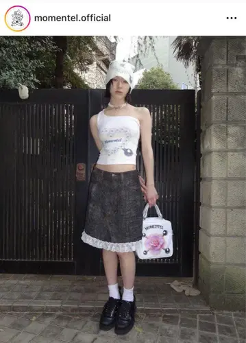 momentel white lace denim skirt 데님 스커트