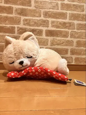 개 모양 봉제 인형 빨간색 쿠션 포함