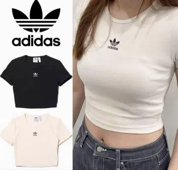아디다스 블랙 크롭 티셔츠