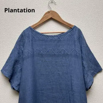 플랜테이션 린넨 반팔 원피스 기하학 패턴 에스닉 자수