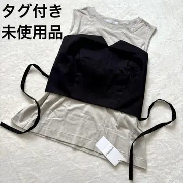 미사용 스튜디오 뷔스티에 슬리브리스 티셔츠 리본