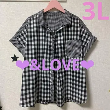 &LOVE 앤드러브 QVC 깅엄 체크 셔츠 블라우스 3L