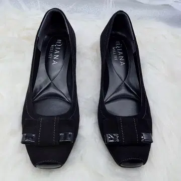 컨디션 최상] 다이애나 리본이 달린 펌프스 스웨이드 블랙 23cm