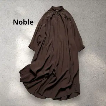 Noble 노블 여성용 롱 셔츠 초콜릿 브라운 5부 소매