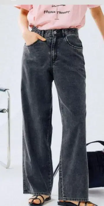 LEPSIM 스트레이트 데님 팬츠 M 케미컬 그레이