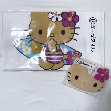 산리오 복권 헬로키티 일광화상 키티 얼굴형 파우치 거즈 타월