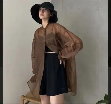 CLANE/ SWITCH SHEER SHIRT(브라운)
