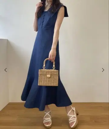 MAJESTIC LEGON Lady 세일러 카라 원피스 슬리브리스 데님