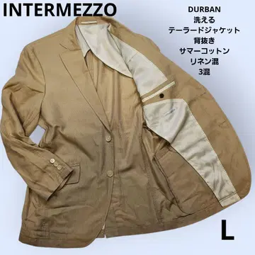 INTERMEZZO 세탁 가능한 테일러드 자켓 백 오픈 썸머 코튼 린넨