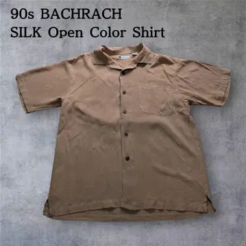 90s BACHRACH 실크 오픈 카라 셔츠 오픈 칼라 셔츠 브라운